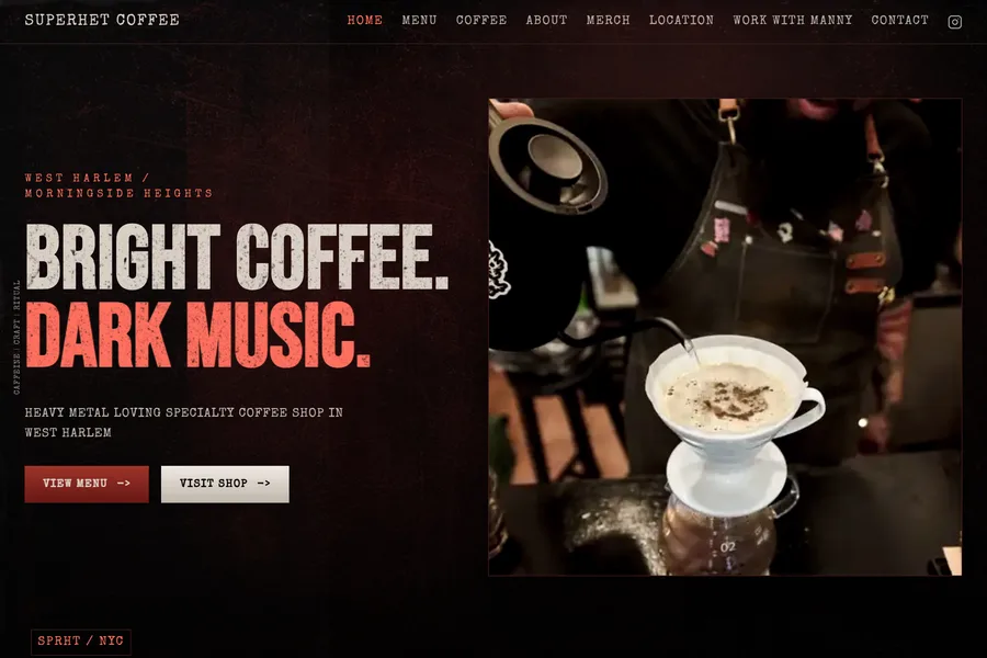 SuperHet Coffee website