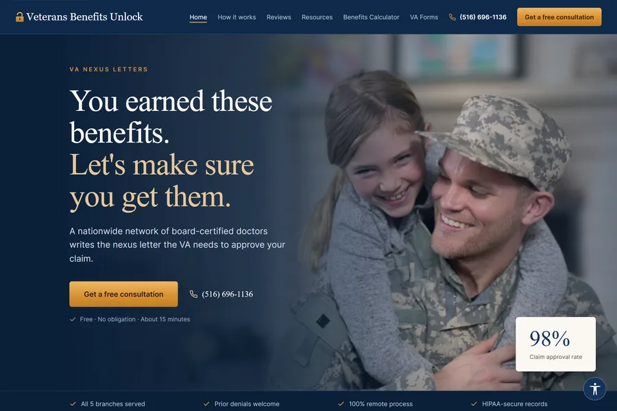 Veterans Benefits Unlock website